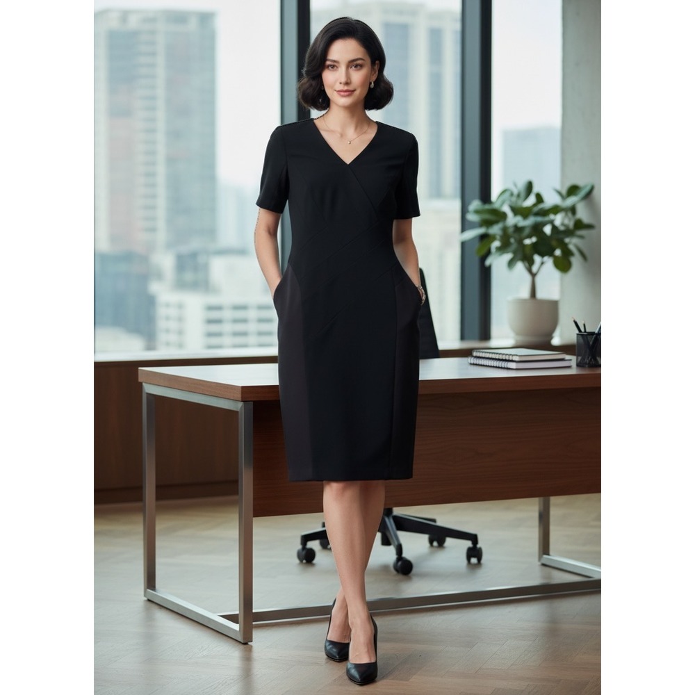Minimalist Lafayette 148 New York Akira Sheath Dress Tailored Black 4